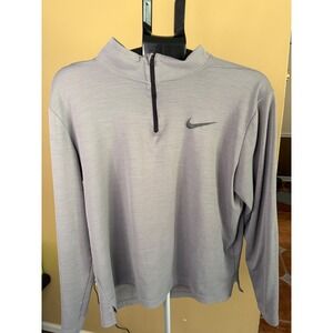 Nike Dri-FIT Mens Large Gray Quarter Zip Pullover Training Shirt Standard Fit